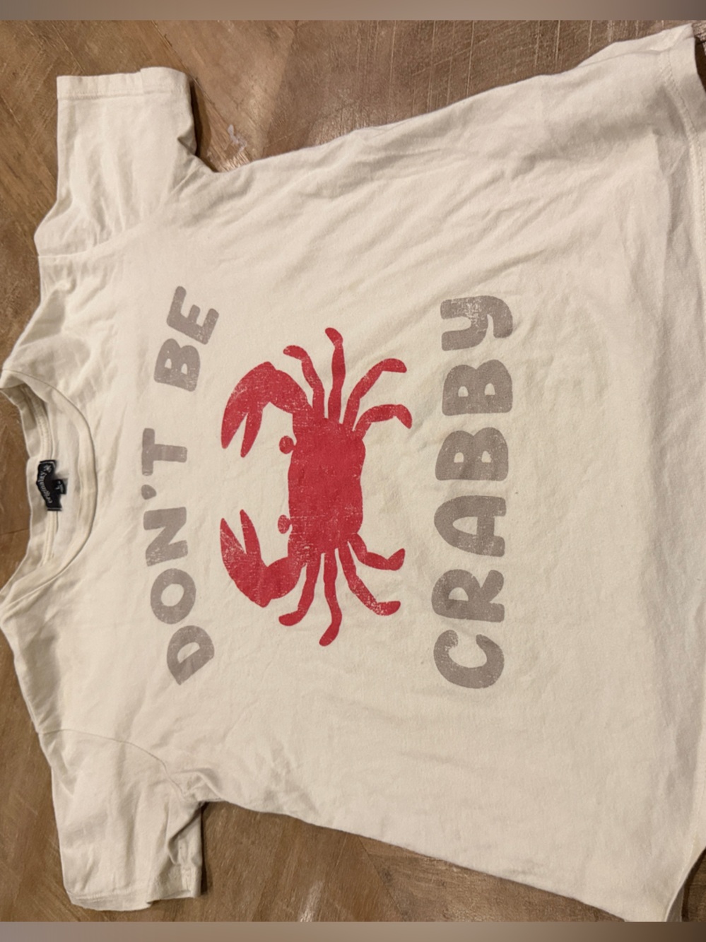 Kids 'Don't Be Crabby' Short Sleeve Tee - Cream with Red Crab
